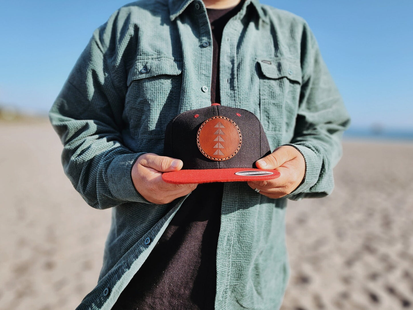 Leather Snapback Hat- Up River