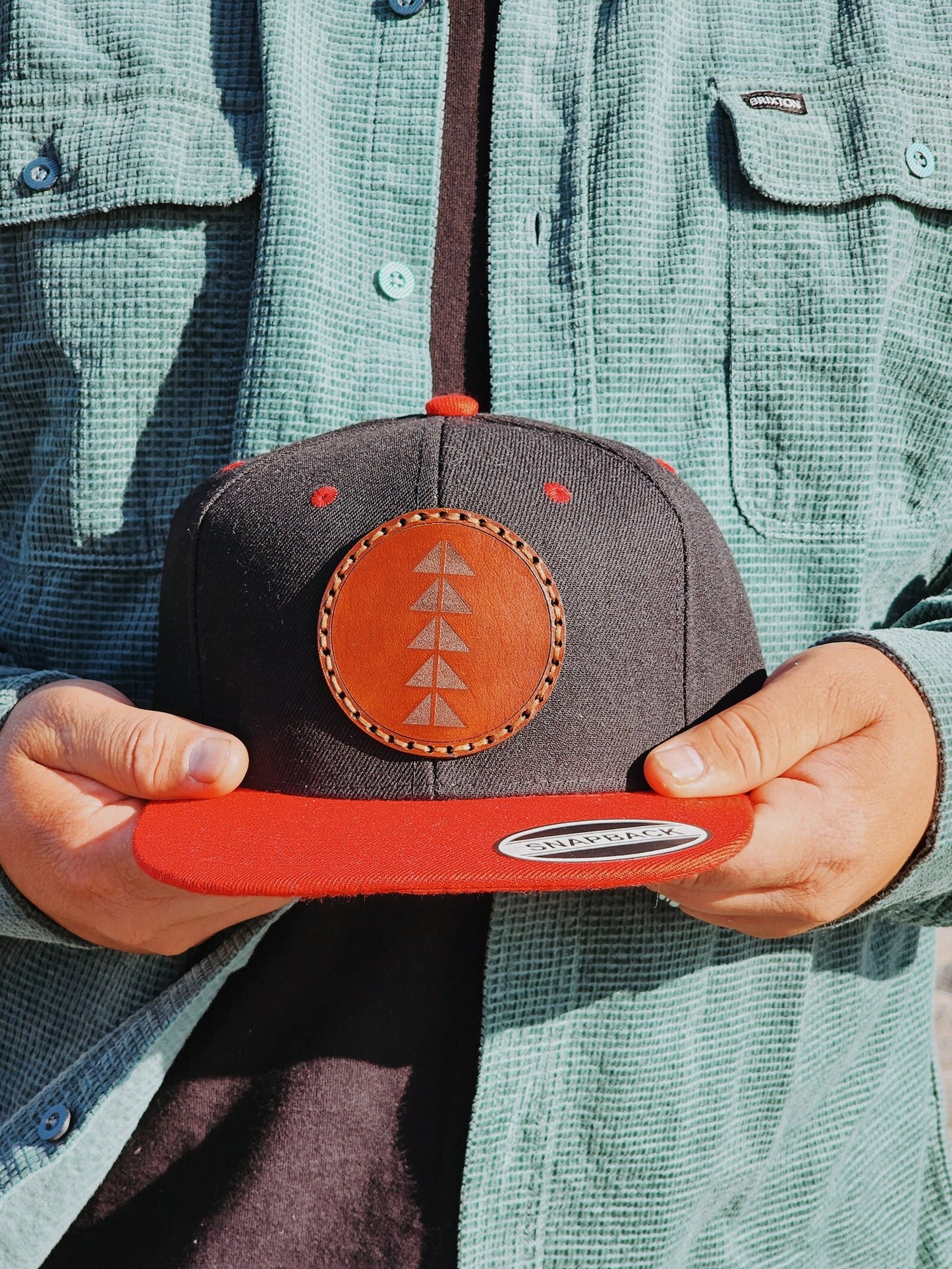 Leather Snapback Hat- Up River