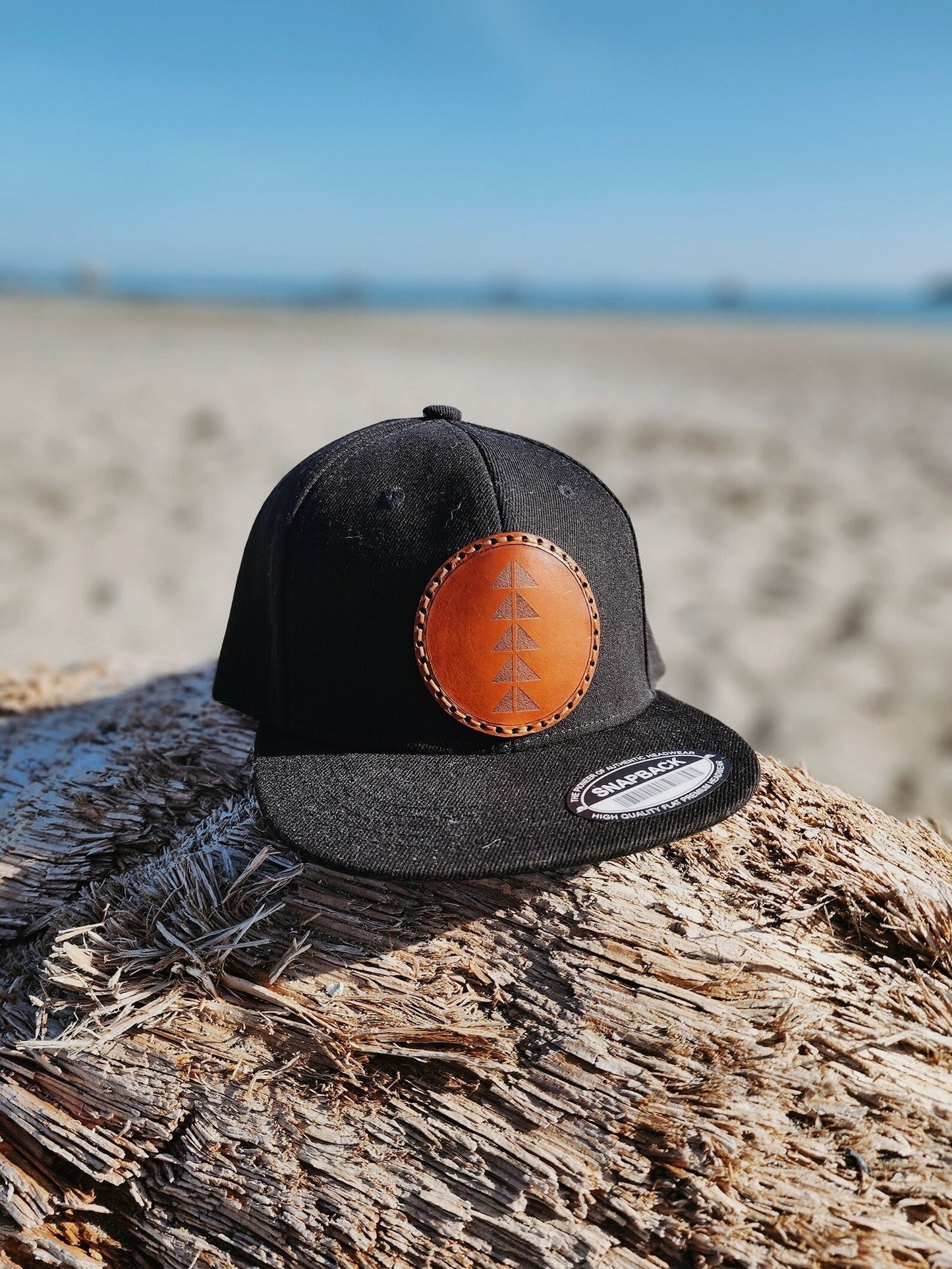 Leather Snapback Hat- Up River